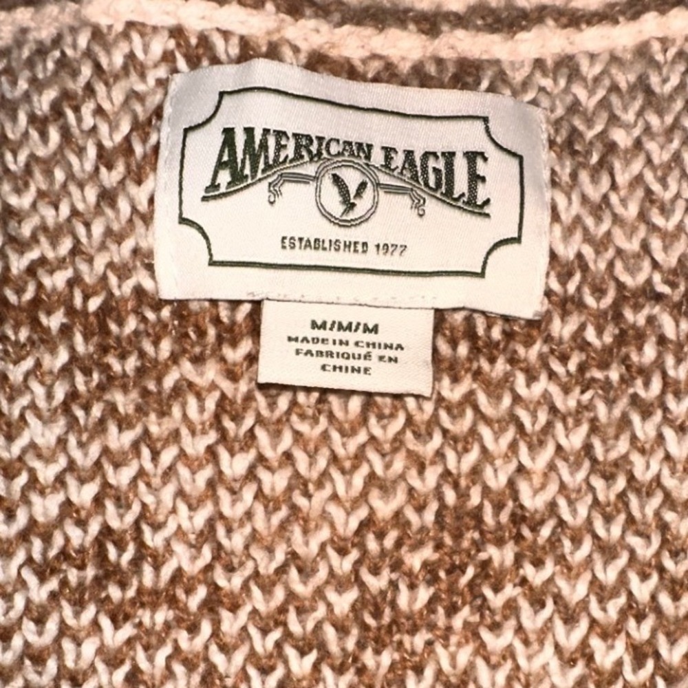 American Eagle Paisley Bandana Knit Cardigan Sweater Cream Brown Womens Medium - Picture 4 of 7